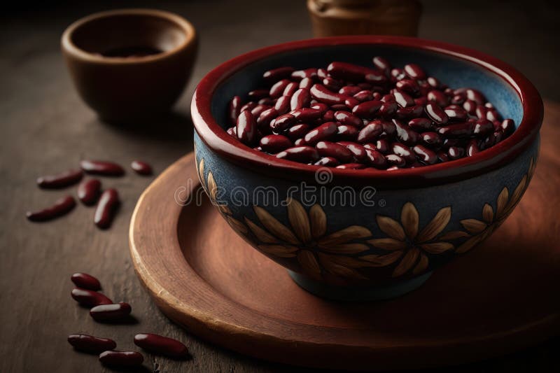 Azuki Japan Red Beans in a Bowl, AI Generated Stock Illustration