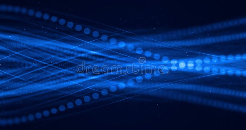 Azul abstracto que crece el manojo brillante del fondo de las fibras ópticas, señal ligera rápida para Internet de alta velocidad stock de ilustración