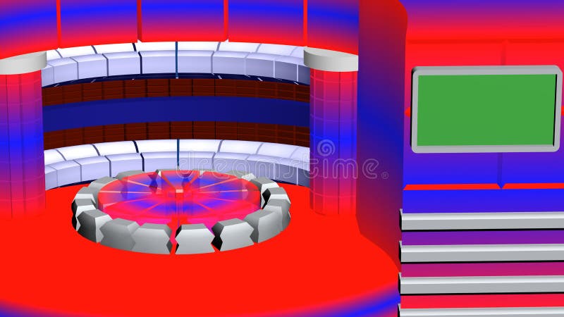 Azul branco vermelho do fundo radial virtual da notícia da tevê ilustração stock Azul branco vermelho do fundo radial virtual da notícia da tevê ilustração stock