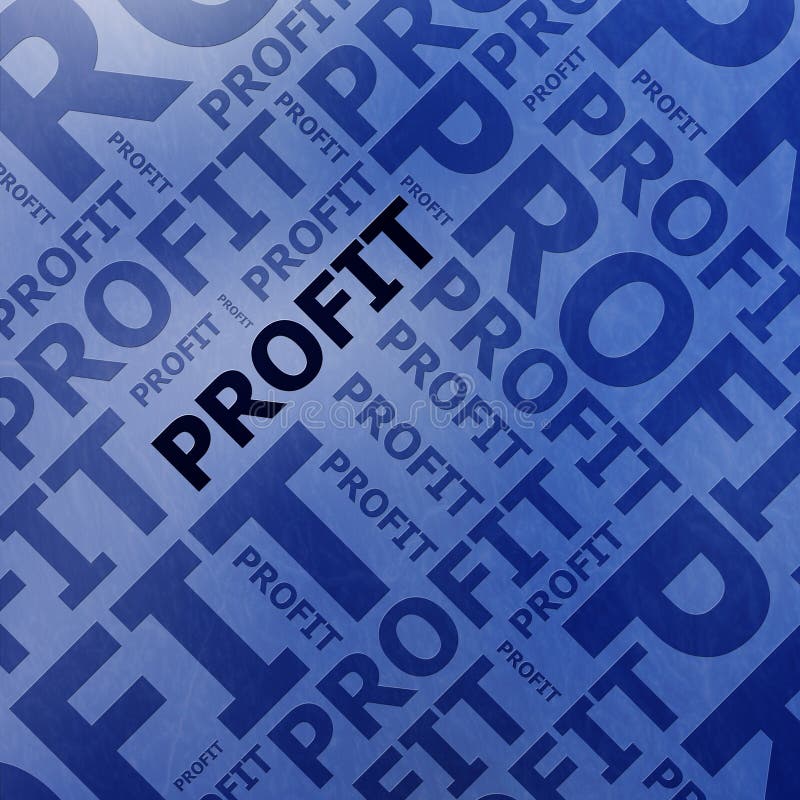 Illustration of the word profit at various sizes, blue. Illustration of the word profit at various sizes, blue.