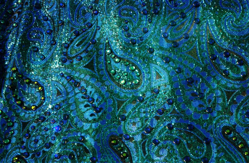 Tecido Paisley Azul fotografia de stock