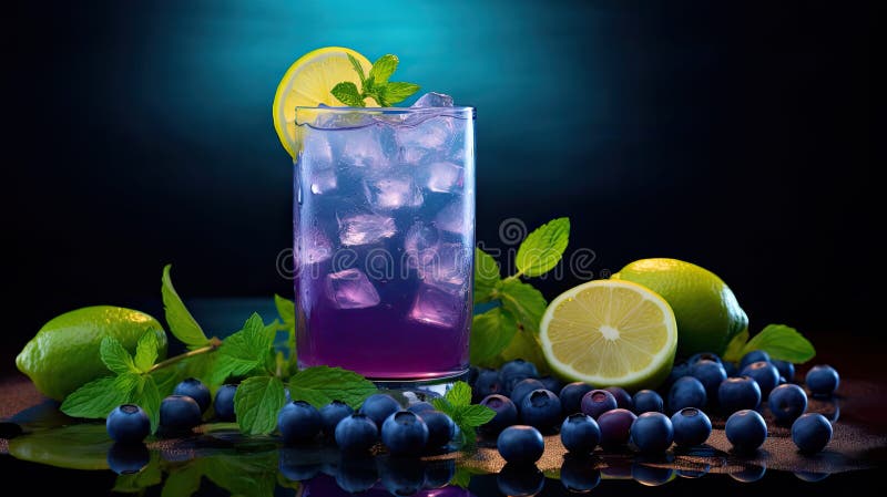 Azul de fondo. Color de la ilustración azul del arándano azul de la parte superior azul de la parte superior azul del limón que cautiva visualmente el ai azul de la parte alta