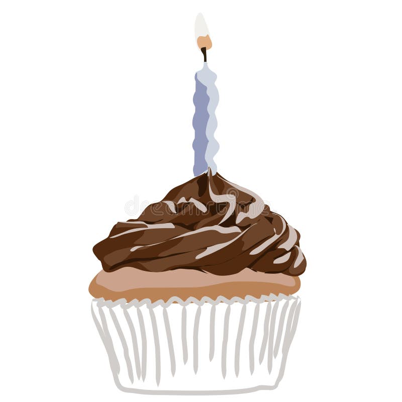 Azul de la magdalena del cumpleaños ilustración del vector