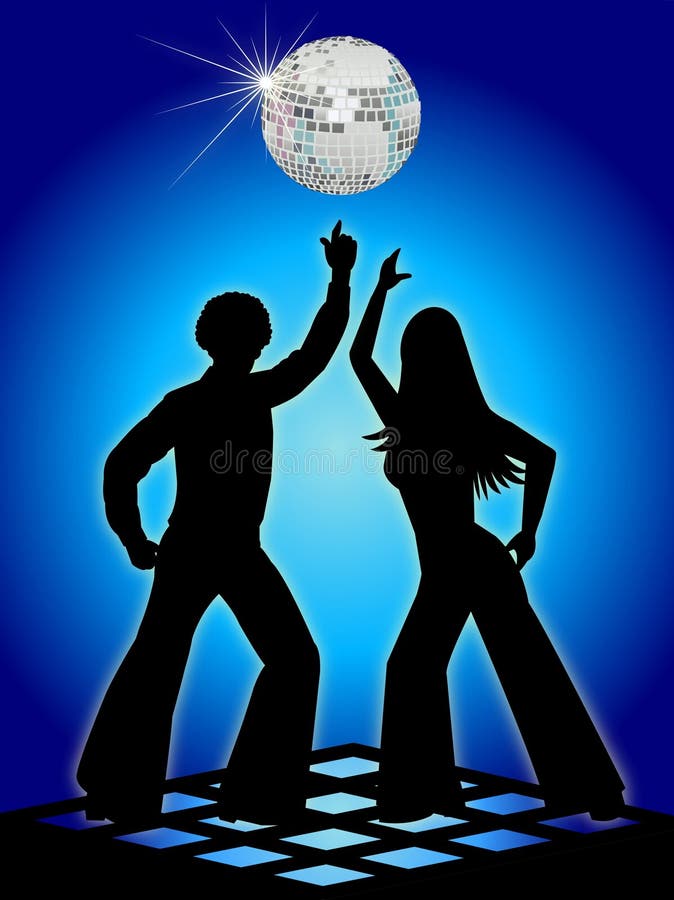 Bailarinos Retro Disco Azul/eps ilustração stock