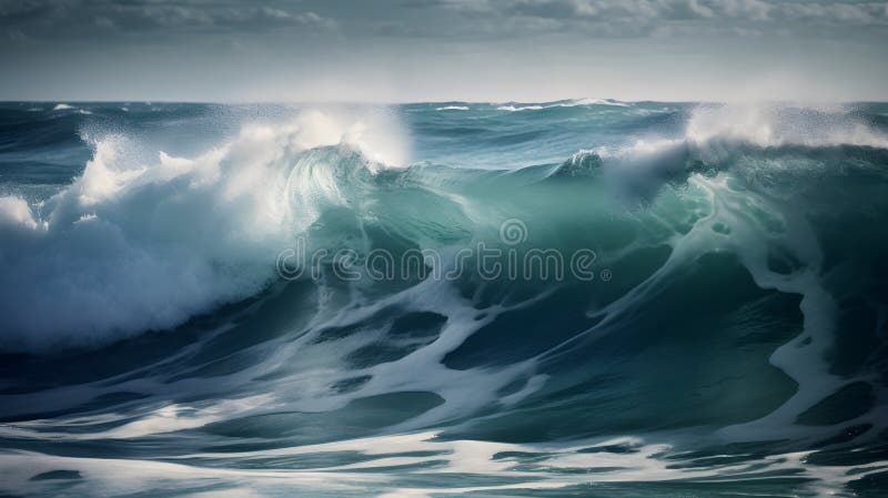 Azure Tranquility, Mesmerizing Ocean Waves, Beautiful Clouds, and ...