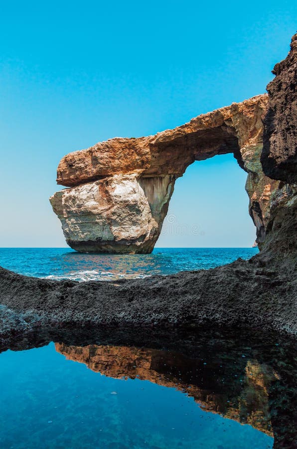 Azure Window, famous stone arch of Gozo island in