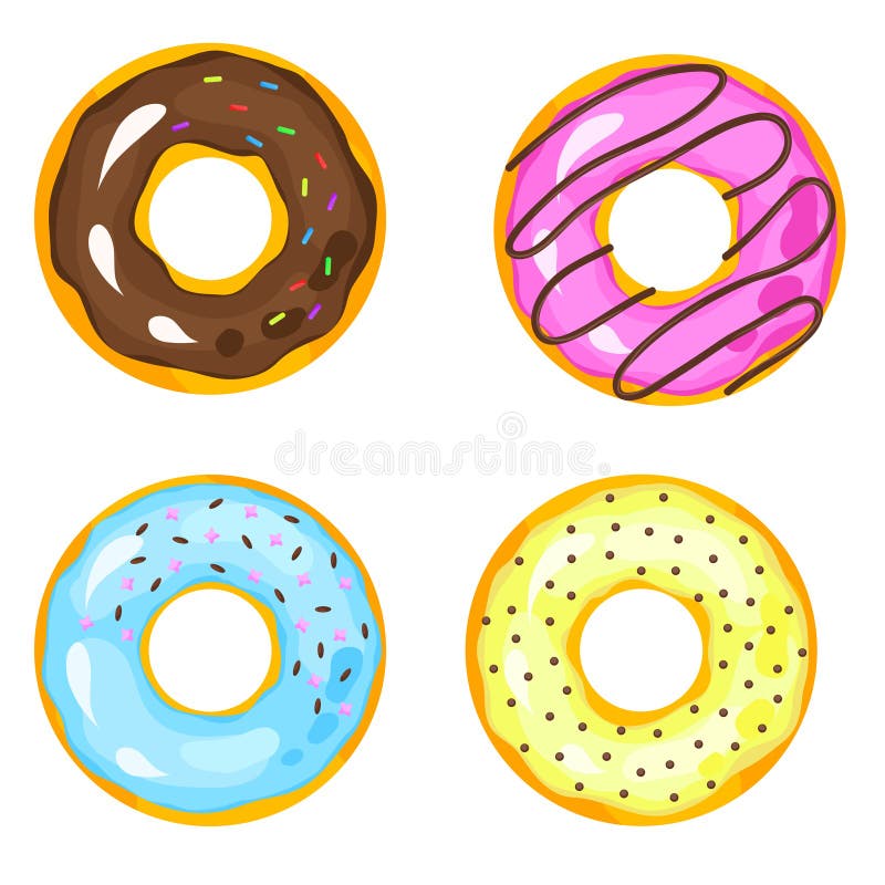 Azúcar de los anillos de espuma de los dulces esmaltado El vector fríe los iconos w del buñuelo de los pasteles ilustración del vector Azúcar de los anillos de espuma de los dulces esmaltado El vector fríe los iconos w del buñuelo de los pasteles ilustración del vector