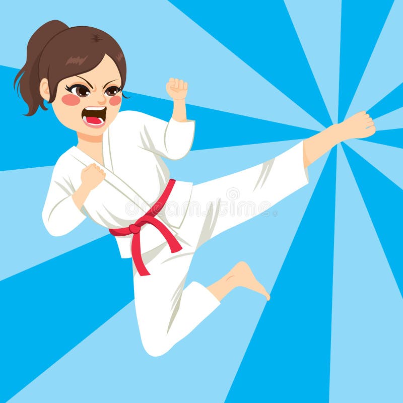 Ação da menina do karaté ilustração do vetor Ação da menina do karaté ilustração do vetor