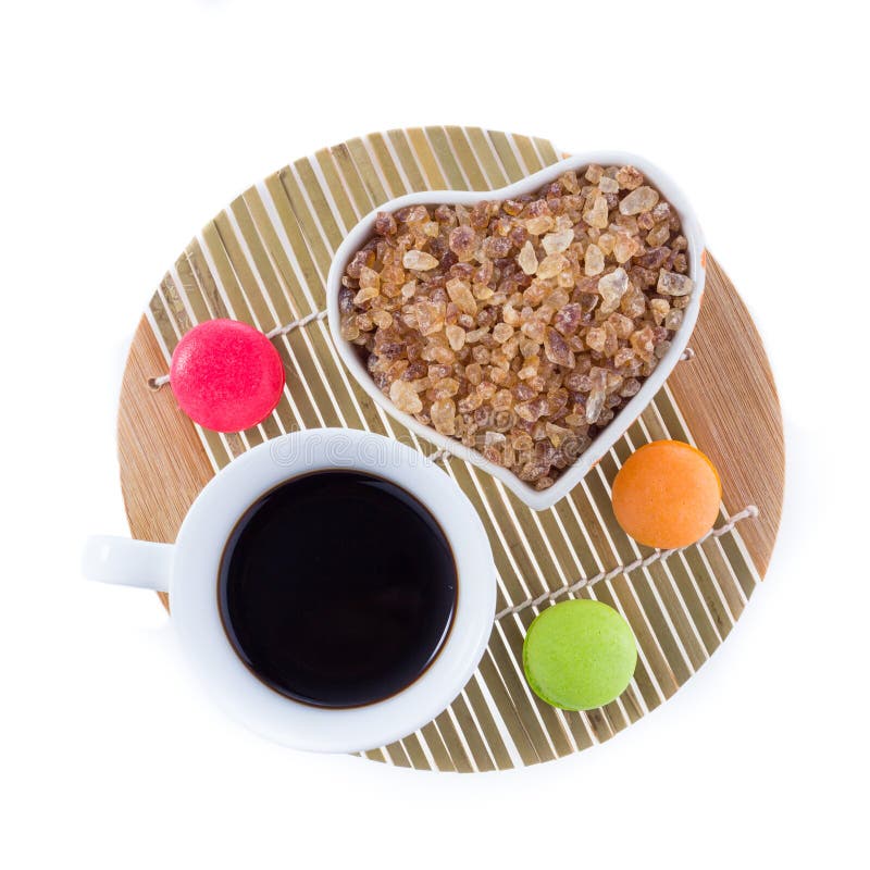 Açúcar do café e copo de café isolado foto de stock Açúcar do café e copo de café isolado foto de stock