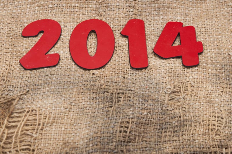 New year 2014 on old burlap. New year 2014 on old burlap