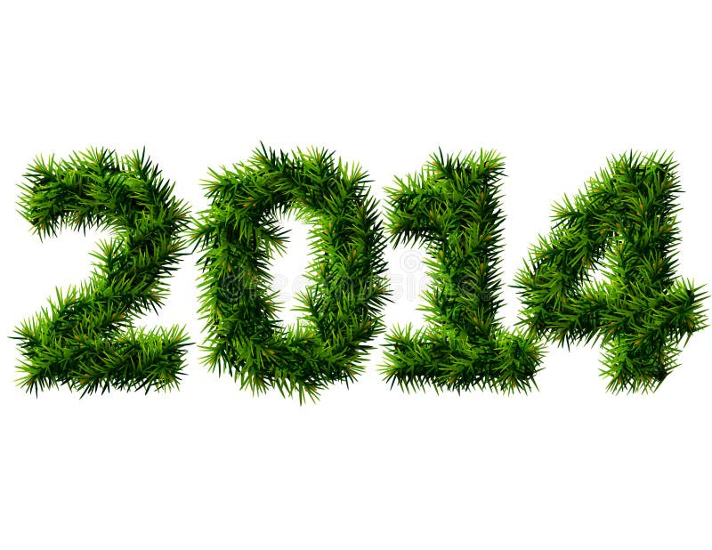 Año Nuevo 2014 de las ramas de árbol de navidad aisladas libre illustration Año Nuevo 2014 de las ramas de árbol de navidad aisladas libre illustration