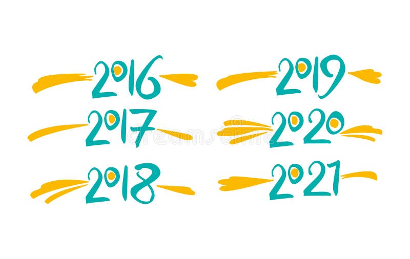 Años 2016 2017 2018 2019 2020 2021 ilustración del vector Años 2016 2017 2018 2019 2020 2021 ilustración del vector