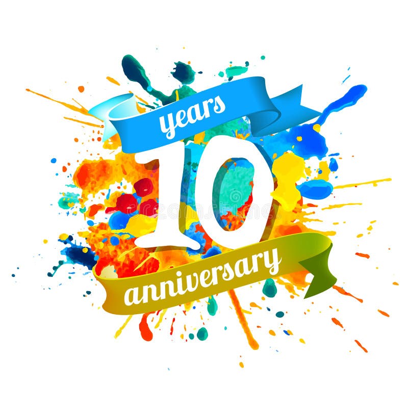10 años de aniversario Pintura del chapoteo stock de ilustración 10 años de aniversario Pintura del chapoteo stock de ilustración