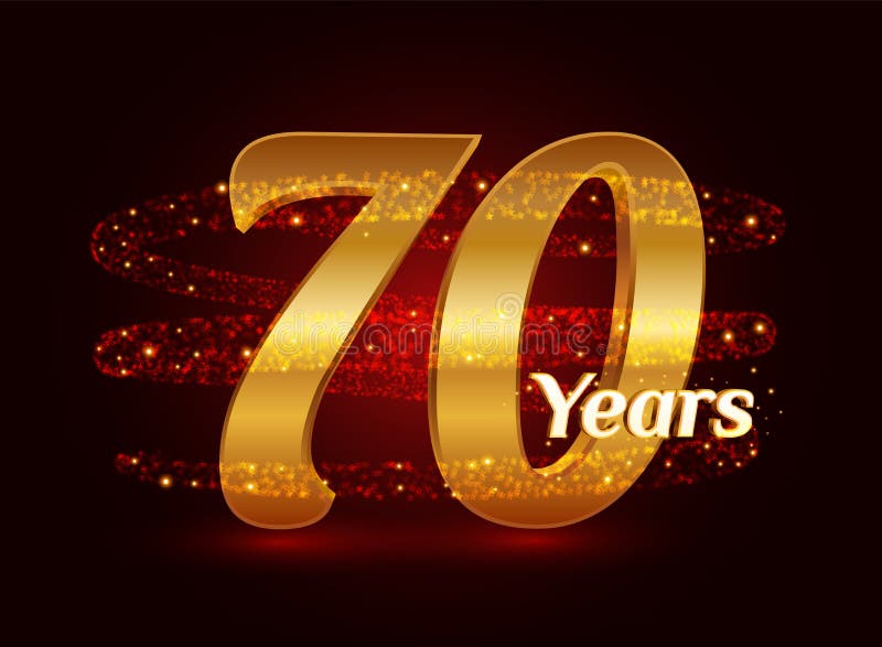 70 años del aniversario 3d de celebración de oro del logotipo con las partículas chispeantes de estrella que brillan del rastro e ilustración del vector 70 años del aniversario 3d de celebración de oro del logotipo con las partículas chispeantes de estrella que brillan del rastro e ilustración del vector