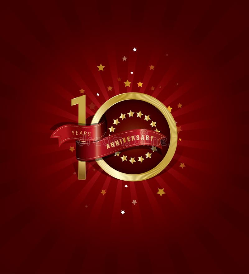 10 años del aniversario de diseño de la plantilla con el fondo abstracto rojo libre illustration 10 años del aniversario de diseño de la plantilla con el fondo abstracto rojo libre illustration