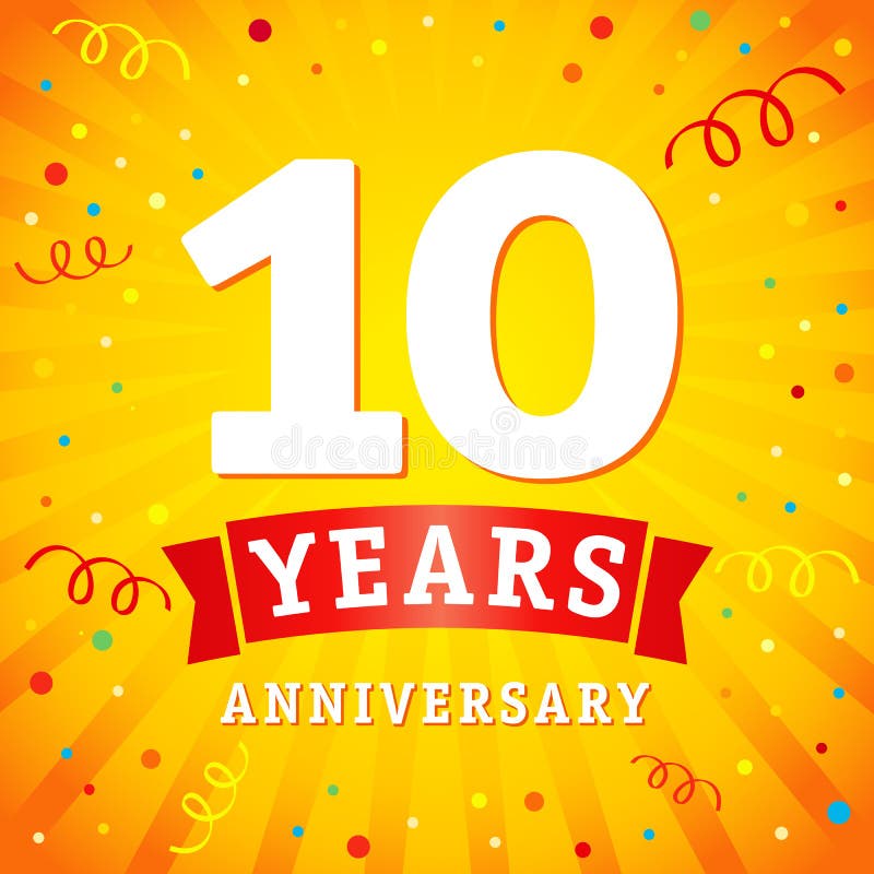 10 años del aniversario del logotipo de tarjeta de la celebración ilustración del vector 10 años del aniversario del logotipo de tarjeta de la celebración ilustración del vector