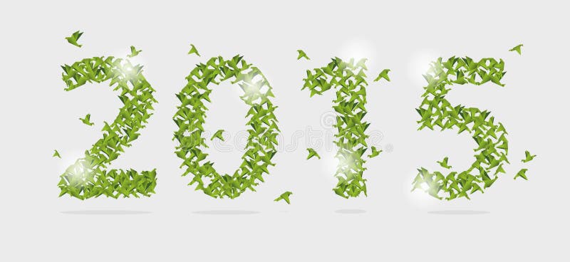 2015 Años Nuevos con el pájaro de papel de la papiroflexia en extracto Vector stock de ilustración 2015 Años Nuevos con el pájaro de papel de la papiroflexia en extracto Vector stock de ilustración