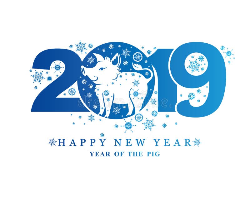 Años Nuevos de modelo 2019 y verraco y copos de nieve divertidos del cerdo libre illustration Años Nuevos de modelo 2019 y verraco y copos de nieve divertidos del cerdo libre illustration