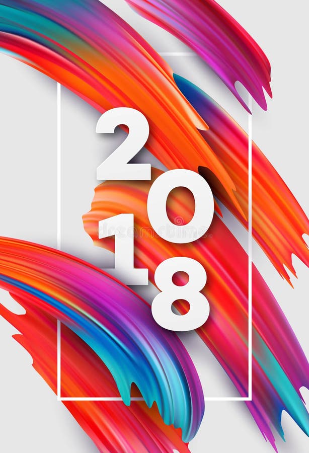 2018 Años Nuevos en el fondo de un elemento colorido del diseño del aceite o de la pintura acrílica de la pincelada para las pres stock de ilustración 2018 Años Nuevos en el fondo de un elemento colorido del diseño del aceite o de la pintura acrílica de la pincelada para las pres stock de ilustración