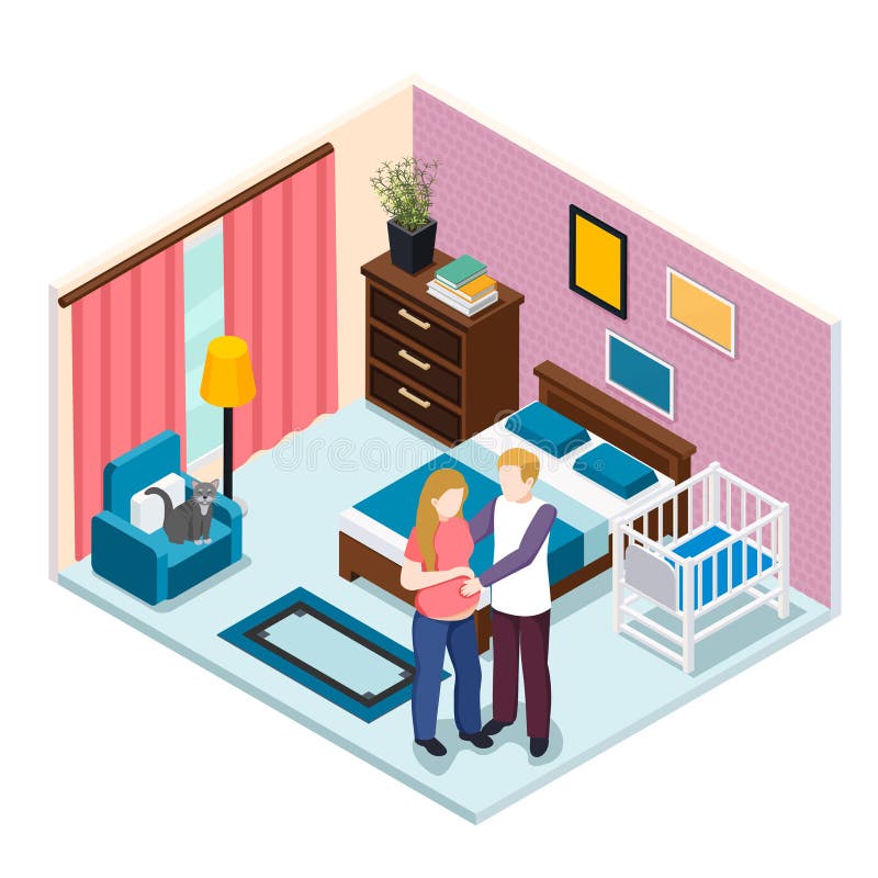 Așteptare compoziție izometrică baby stock illustration