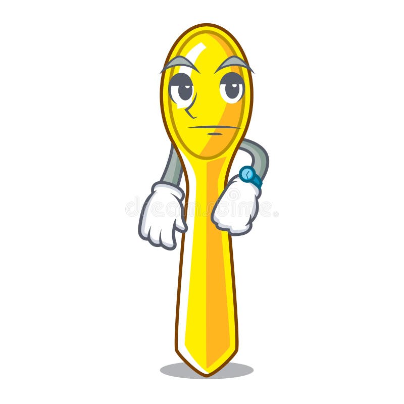 Așteptare lingură de bucătărie din plastic izolată pe mascotă vector illustration