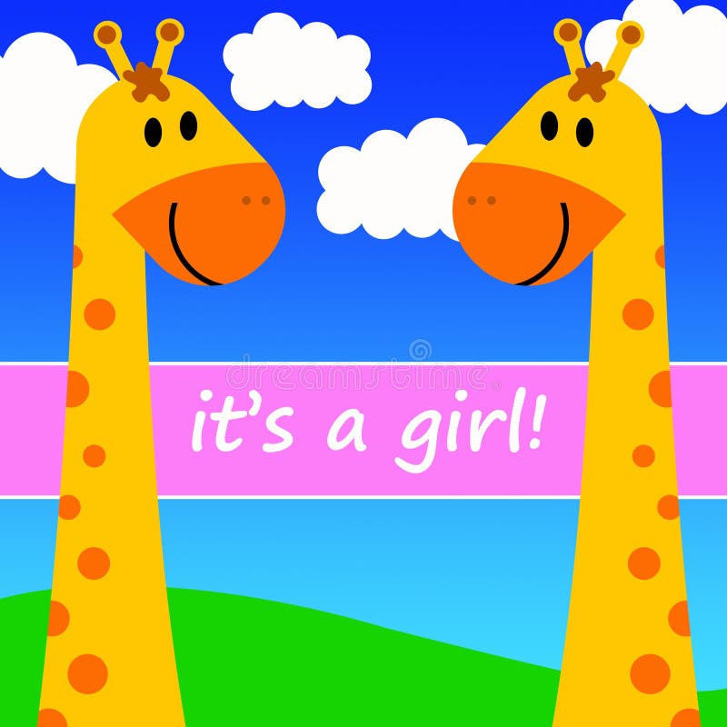 Achat Carte Félicitations Naissance Fille Girafe Avec Coeurs En Gros