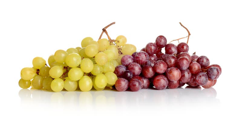 Bündel Weiße Trauben Auf Weiß Mit Weinblättern Verzweigen Sich