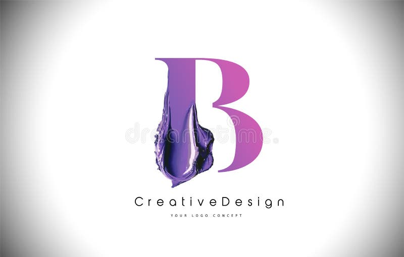 B Letter Design Brush Paint Stroke. Purple B Letter Logo Icon with ...