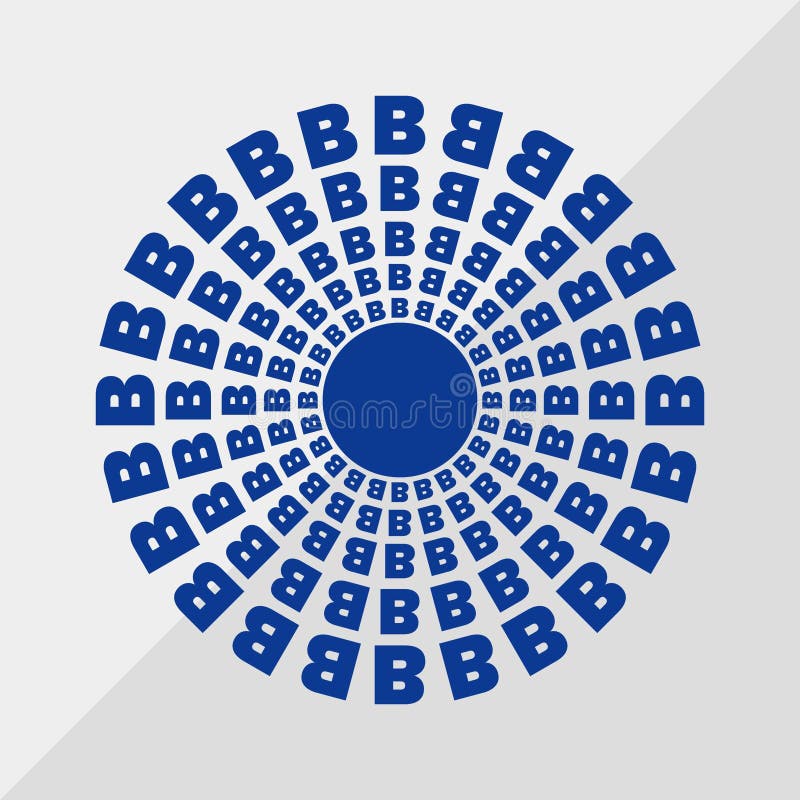 B letter patterns conceptual mandala vector illustration. B text textures mandala design. royalty free illustration
