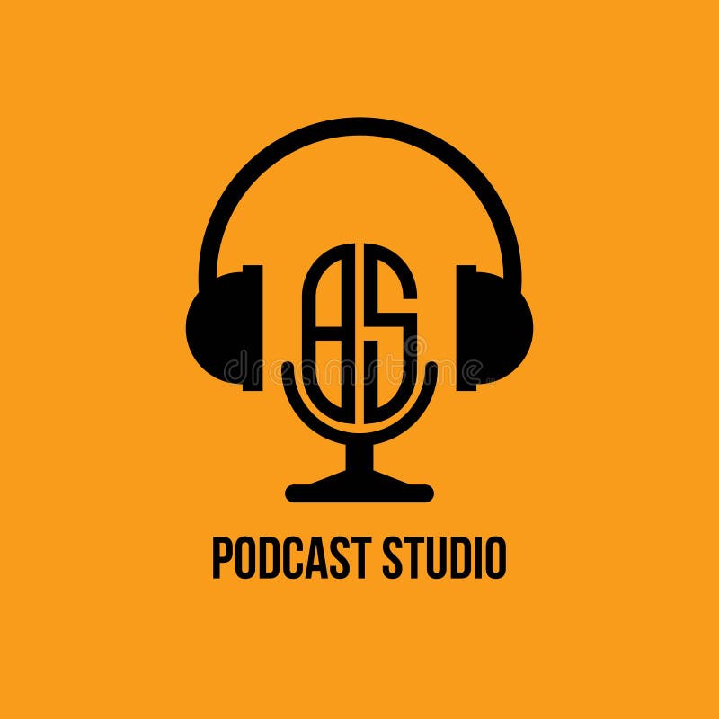 B monogram hoofdtelefoon en microfoonstijl royalty-vrije illustratie