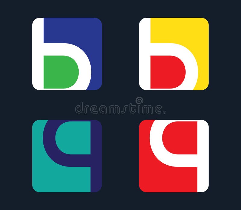 B and Q Icon Set stock illustration. Illustration of geometry 82254604