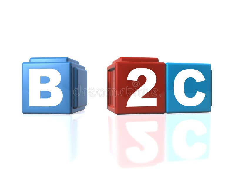 B2C Business-to-Customers with building blocks stock illustration