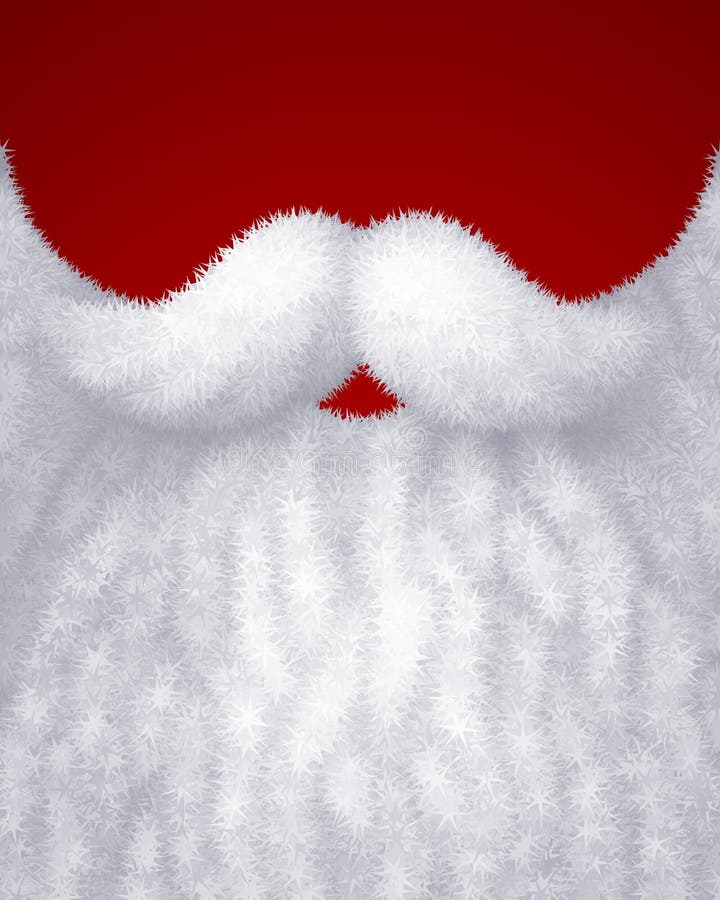 Baard van de close-up de witte Kerstman op rode achtergrond