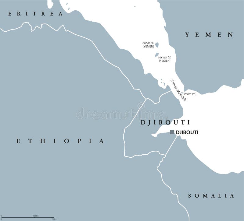 Bab El Mandeb Strait Region Political Map English Labeling Connects Red Sea Gulf Aden Yemen Arabian Peninsula 97858097 
