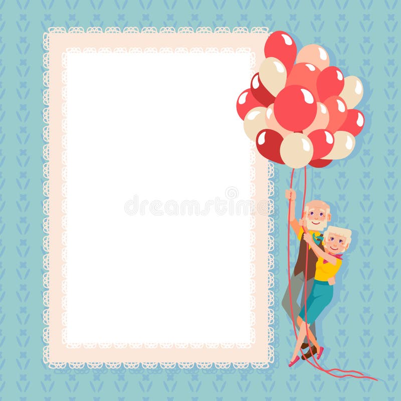 Babci i dziadu lot na balonach ilustracji Babci i dziadu lot na balonach ilustracji