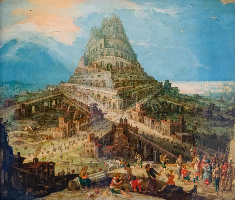 The building of the tower of Babel, taken from the Book of Genesis 11:1-9, oil on copper paint by Hendrick van Cleve III. He was a Flemish Belgian painter, draughtsman and designer of prints. Collection of Kroller-Muller museum, Otterlo, the Netherlands. The building of the tower of Babel, taken from the Book of Genesis 11:1-9, oil on copper paint by Hendrick van Cleve III. He was a Flemish Belgian painter, draughtsman and designer of prints. Collection of Kroller-Muller museum, Otterlo, the Netherlands.