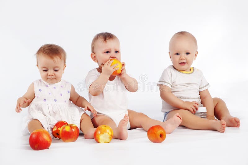 Kids Babies Eating Healthy Food Fruits Stock Photo Image of nature