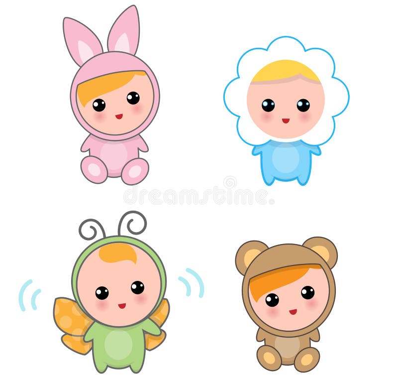 Babies Of Animal Suits vector illustration Babies Of Animal Suits vector illustration