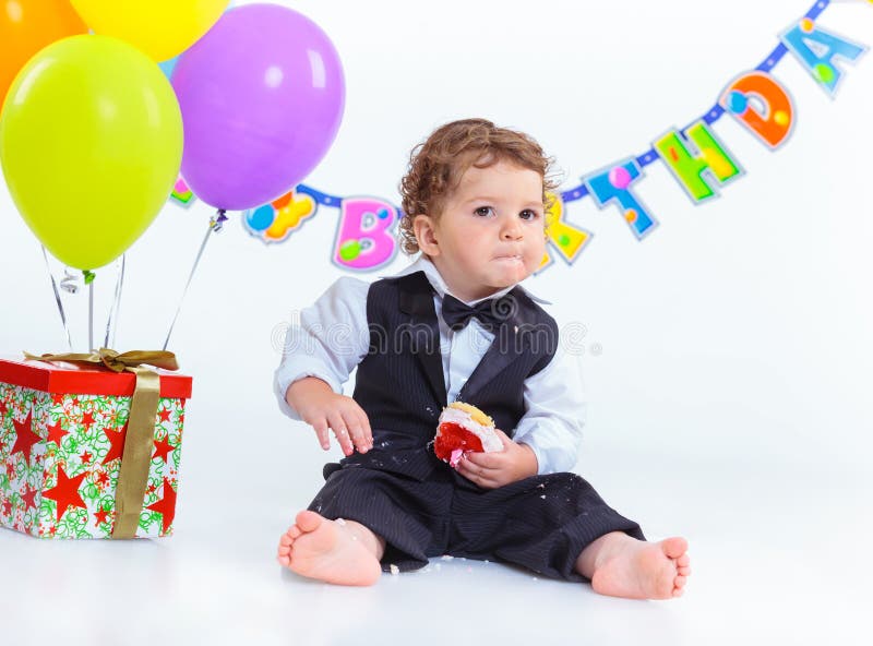 Babies First Birthday One Year. Stock Image - Image of happiness ...