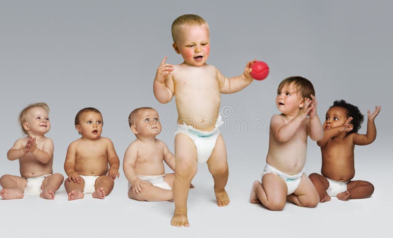 Babies Looking At Toddler Take First Steps