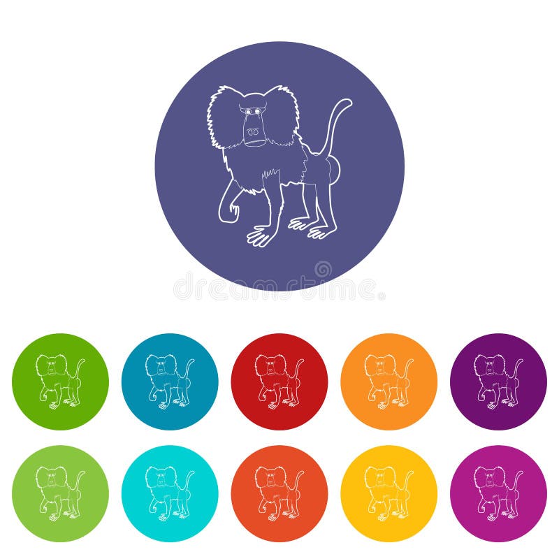 Baboon Icons Set Vector Color Stock Vector Illustration of character