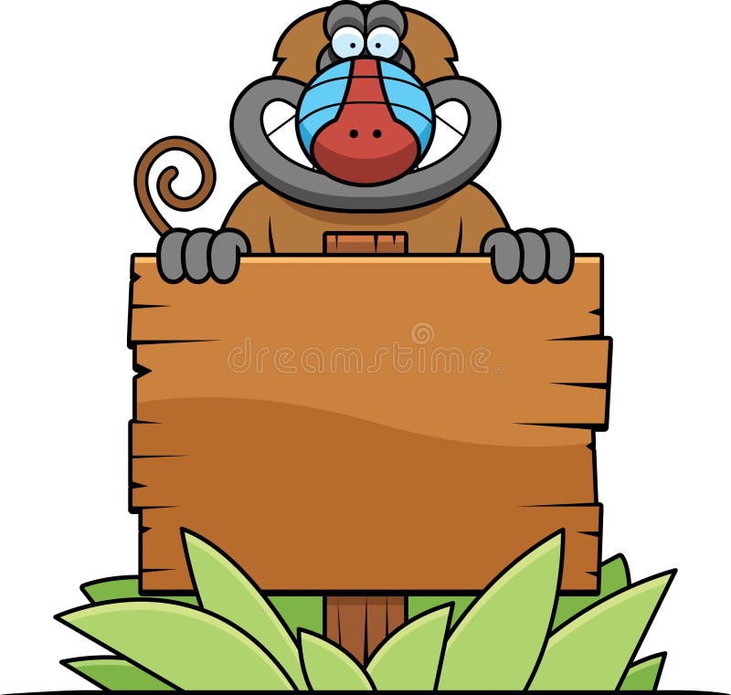 Baboon κινούμενων σχεδίων σημάδι ελεύθερη απεικόνιση δικαιώματος Baboon κινούμενων σχεδίων σημάδι ελεύθερη απεικόνιση δικαιώματος