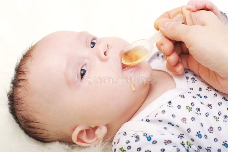 Baby Age of 3,5 Months Drinking Juice Stock Photo Image of european
