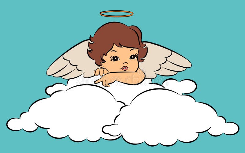 Baby Angel Leans on a Cloud Stock Vector Illustration of elegant