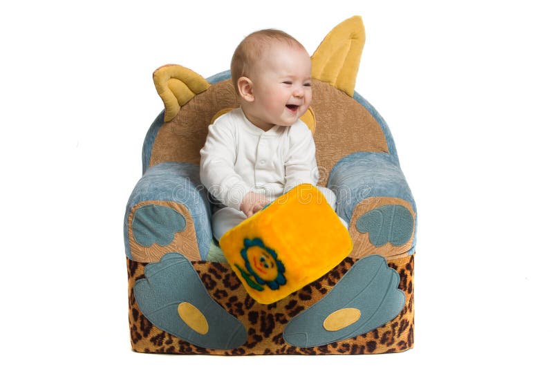 Baby in a armchair. stock photo. Image of brick, elbow 7276360