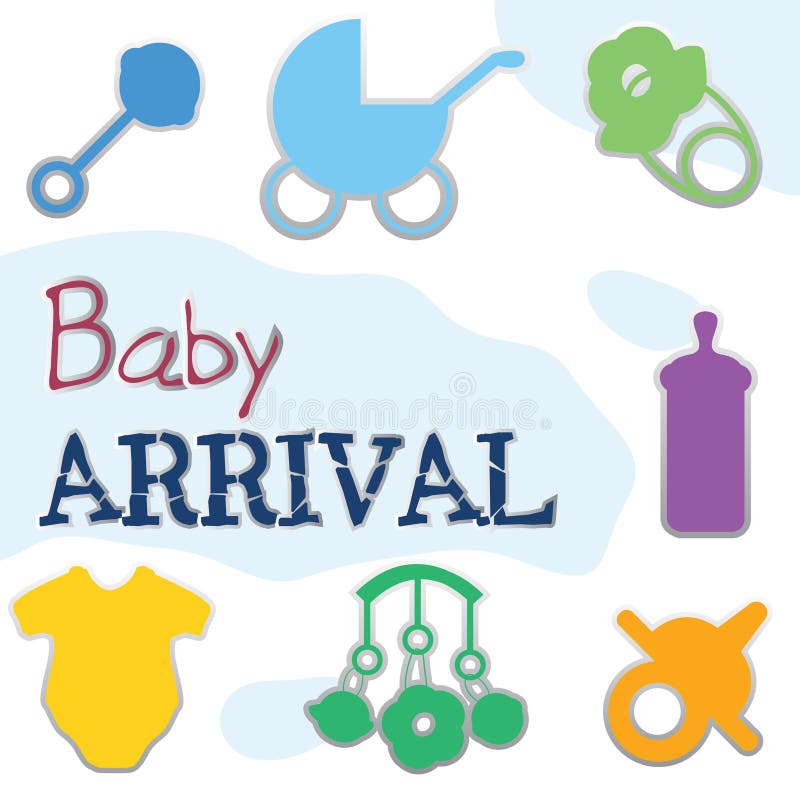 Baby Boy Arrival Announcement Card Stock Vector Illustration of