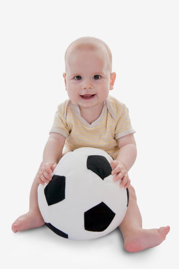 Baby with a ball stock image. Image of childhood, white 17374937