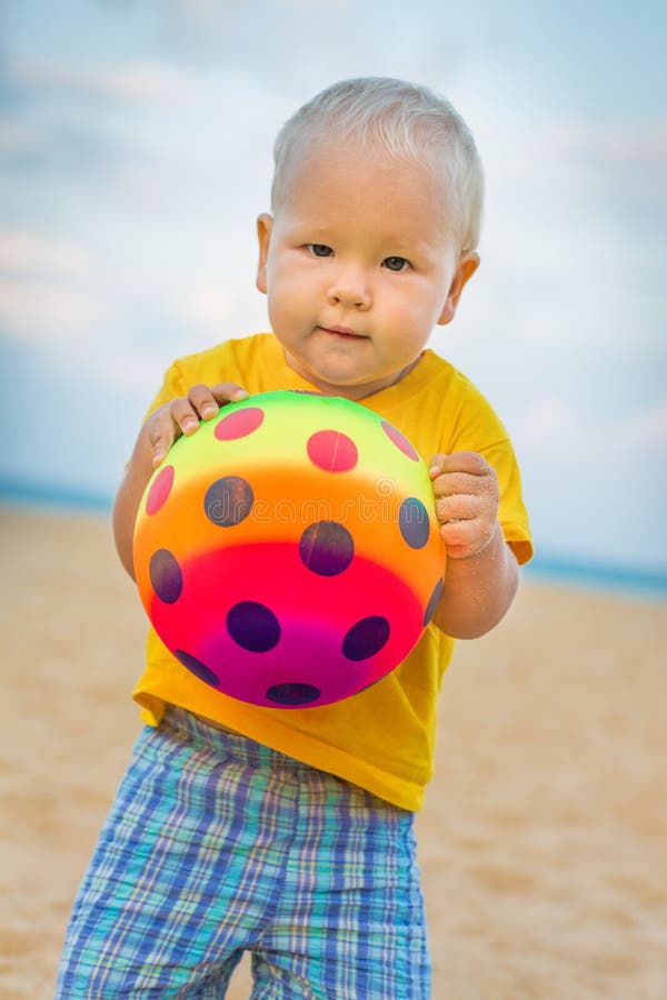 Baby with ball stock photo. Image of outdoor, happiness 46985604