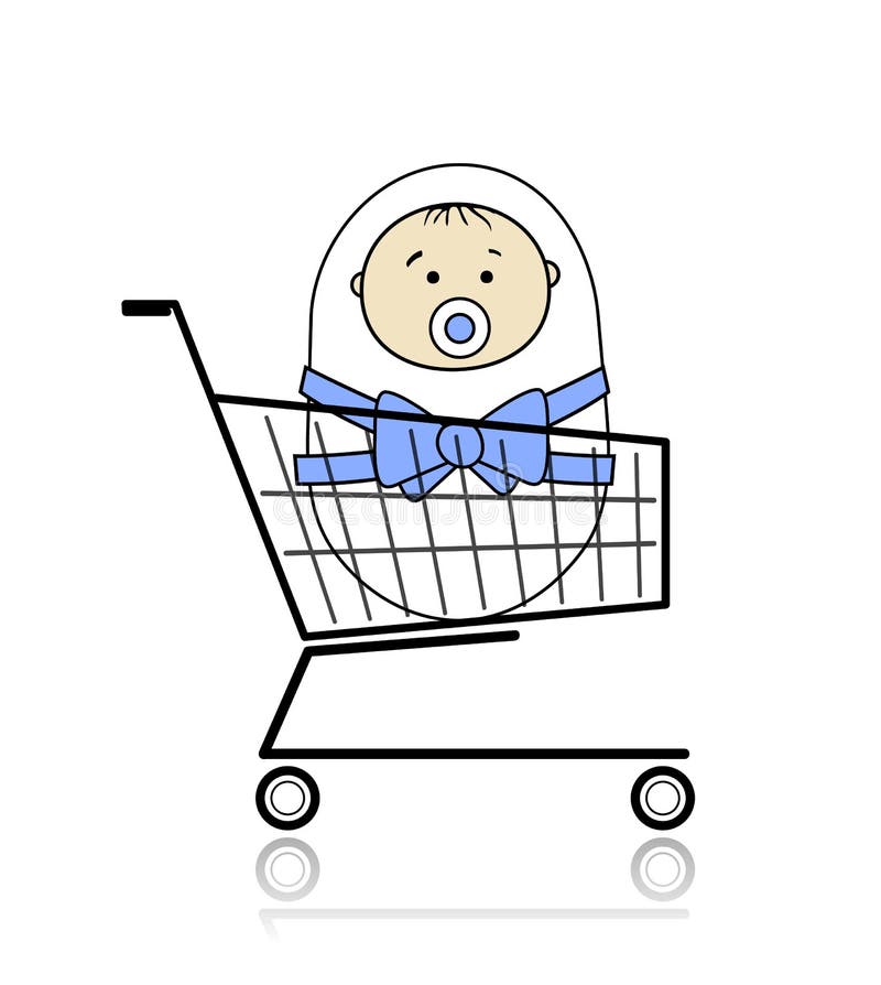 Baby in a Basket stock illustration. Illustration of isolated 50421297