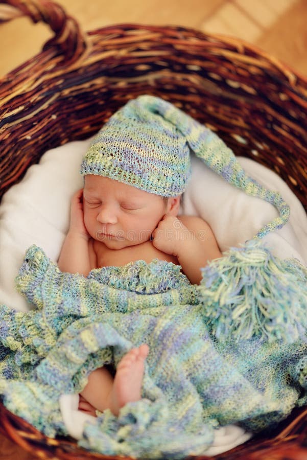 Baby in a basket stock photo. Image of happy, relax, beautiful 51494162